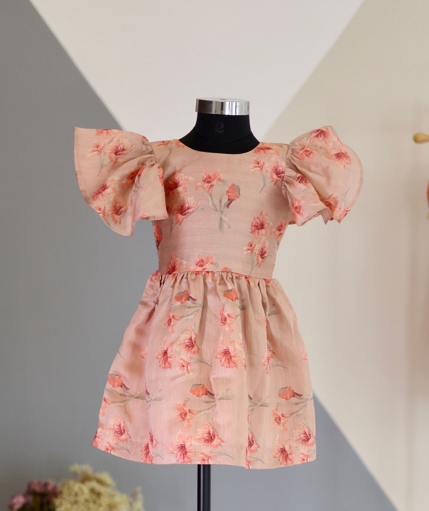 Blush Blossom: Delicate Floral Puff Sleeve Dress for Toddlers