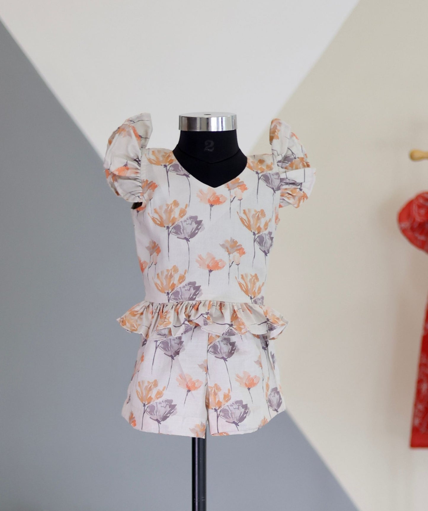 Autumn Whisper: Charming Floral Puff Sleeve Dress for Toddlers