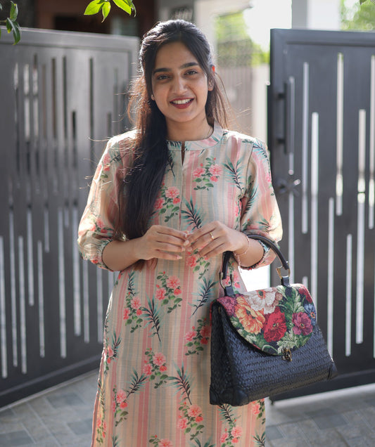 Beige Tussar Kurti✨ - Timeless Sophistication