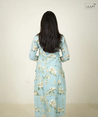 Lined Cotton Kurti in Ocean Frost Shade