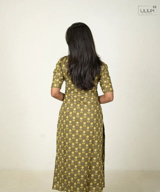 Lined Cotton Kurti in Rustic Olive Shade