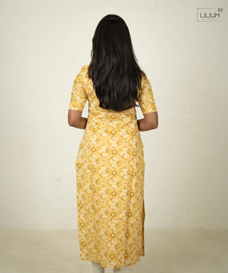 Lined Cotton Kurti in Saffron Citrine Color