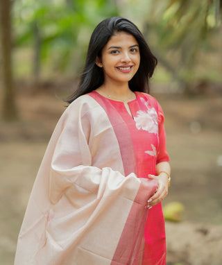 Casual wear silk outfit laid flat for display