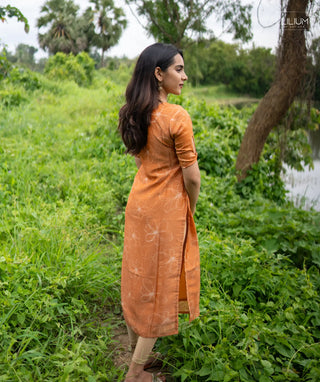 Solar Bloom Silk Kurti with Elegant Finish