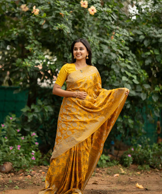 Luxe Moss Banaras Georgette Saree for Festive Wear