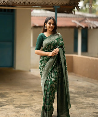 Luxe Moss Banaras Georgette Saree for Women