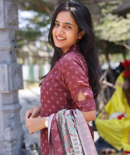 Maroon Muskan - Rose Tinted Kurti with Dupatta