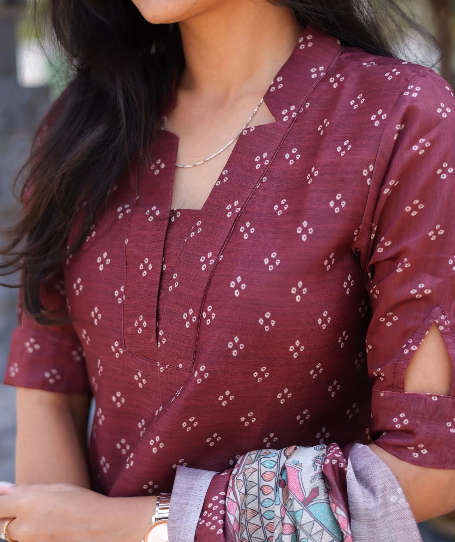 Maroon Muskan - Rose Tinted Kurti with Dupatta