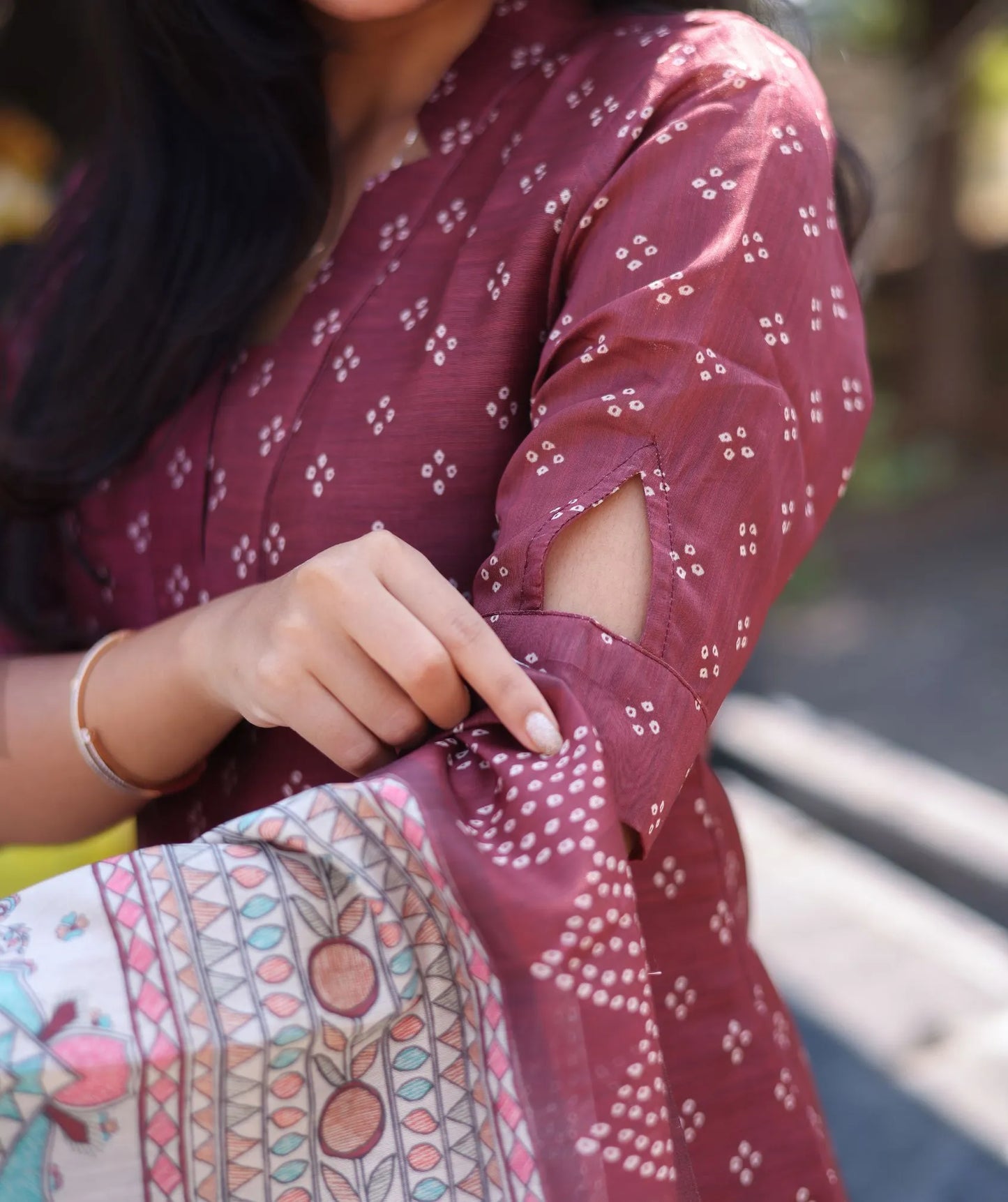 Maroon Muskan - Rose Tinted Kurti with Dupatta