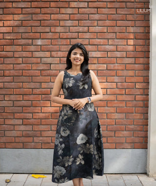 Midnight Florals cotton maxi dress front view