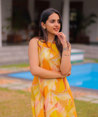 Modal shimmer sleeveless maxi dress