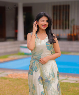 Modal shimmer sleeveless maxi dress details