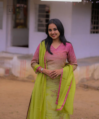 Muslin Kurti with Pants and Dupatta in Granelle Grace
