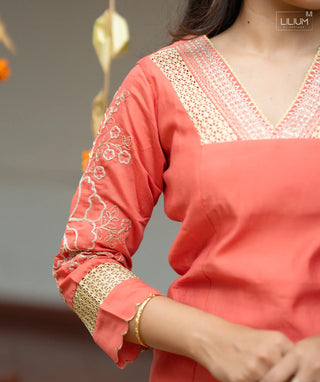 Muslin Festive Outfit with Lace Detailing