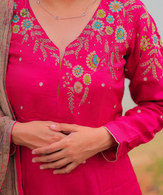 Muslin Silk 3 Piece Anarkali Set