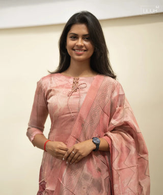 Muslin casual wear dress with elbow sleeves