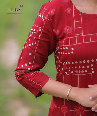 Muslin kurti 3/4 sleeve detail