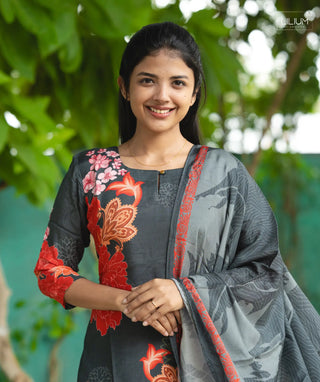 Elegant Tangerine Muslin Kurti with 3/4th Sleeves
