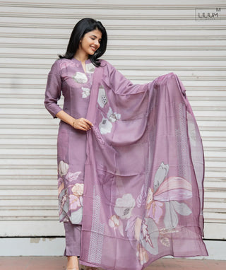 Muslin 3-Piece Outfit with Open Slit Kurti
