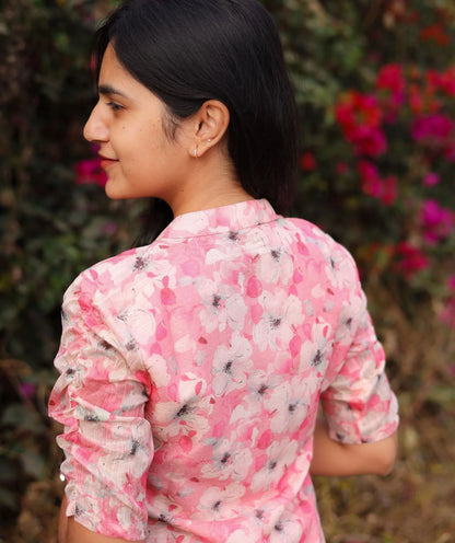 Nurbahar - Pink Floral Printed Kurti