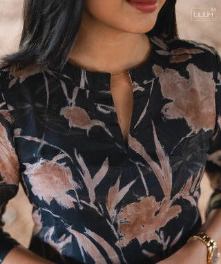 Organza Kurti with 3/4th Sleeves and Open Slit