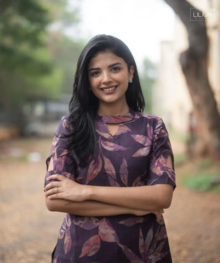 Plum Kurti with Elbow Sleeves