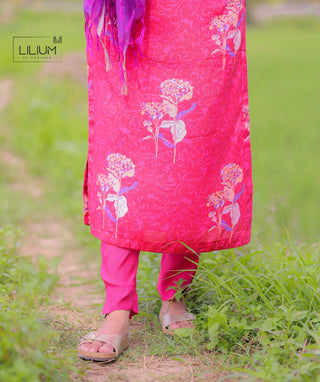 Premium Muslin Silk Side-Open Dress Design for onam