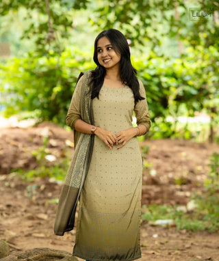 Royal Sand muslin kurti with shawl front view