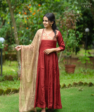 Ruby Reign Muslin A-Line Anarkali Set