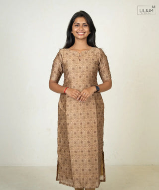 Sandy Mocha Tushar Kurti Front View