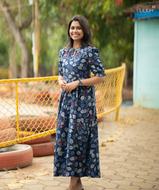 Sapphire Enchant Cotton Maxi Dress Front View