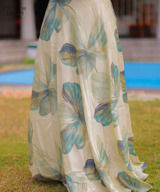 Seafoam print sleeveless dress side view