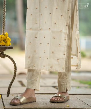 Silk cotton Soft Ecru fabric texture close-up