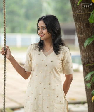 Silk cotton coords top and bottom Soft Ecru