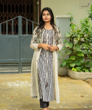 Striped Elegance Cotton Co-ords Front View