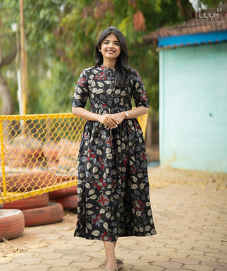 Stygian Crown Cotton Maxi Dress Front View