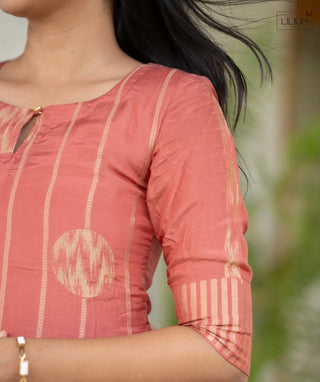 Stylish Silk Outfit with Elbow Sleeves