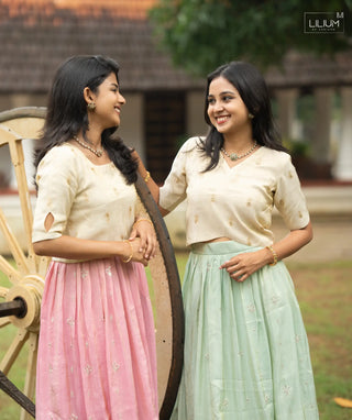 Women’s Mint Charm Crop Top and Skirt Set