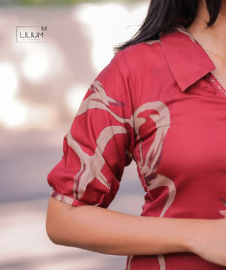Flowy red muslin kurti design