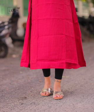 Breathable linen kurti with 3/4 sleeves