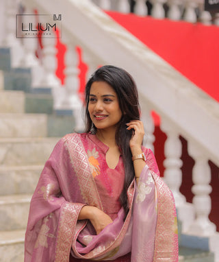 Elegant Tissue Silk Kurti in Zyra Blush Shade