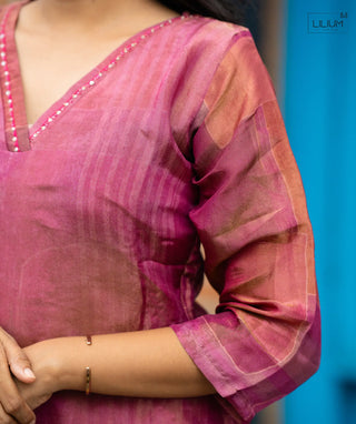 Half Sleeve Tissue Silk Co-ords Outfit
