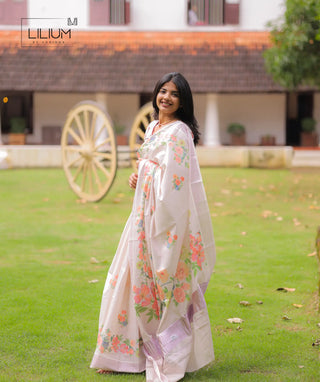 Premium Handloom Cotton Saree in Lush Ivory
