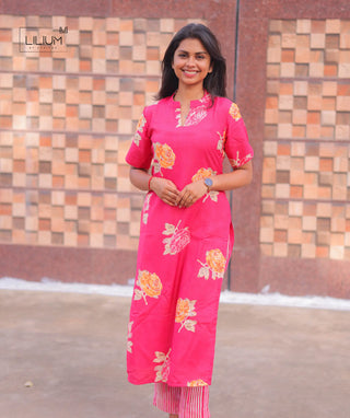 Tropical Rose muslin co-ords set front view