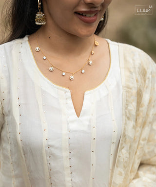 Elegant Onam kurti set in Vanilla Silk