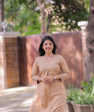 Wheat Whisper slub cotton kurti front view