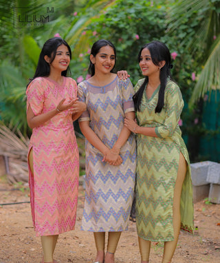 Open Slit Kurti Banaras Silk Fabric