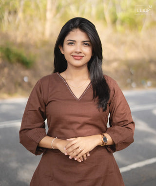 Women’s Brown Khadi Cotton Co-ords Casual Wear