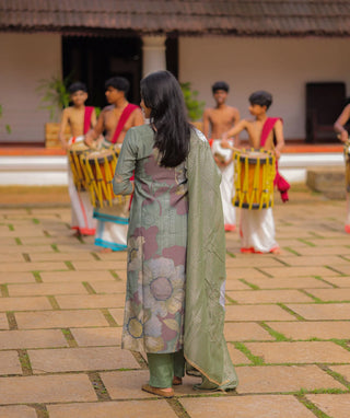 Festive cotton kurti outfit for women with embroidered florals