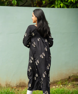 Yoke-lined kantha cotton maxi design